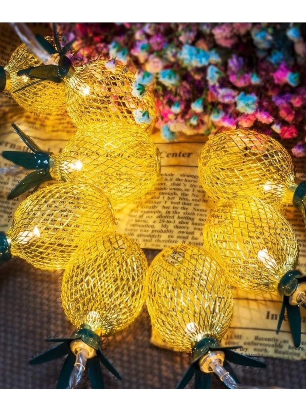 Pineapple String Lights - Decorative 20 LED Metal Bulbs